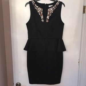 Black with Gems Peplum Dress